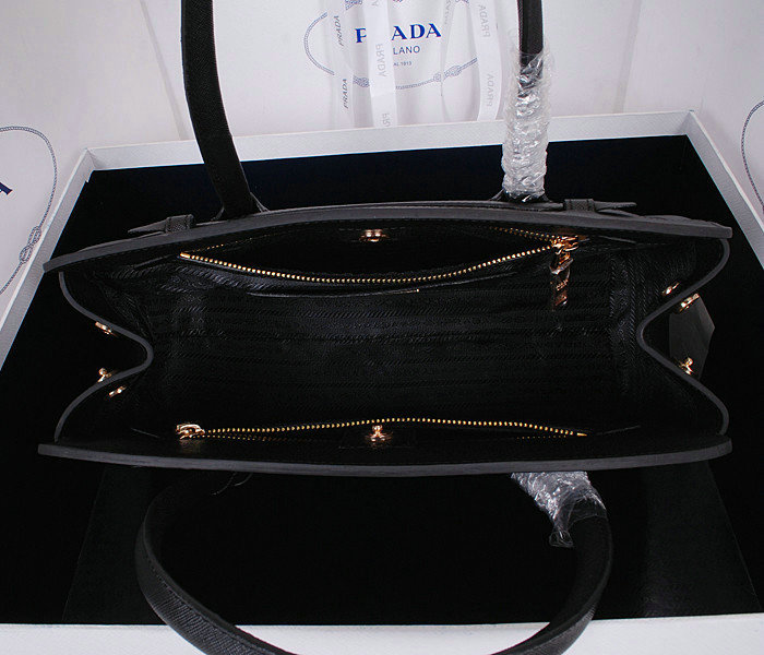2014 Prada saffiano cuir leather tote bag BN2595 black